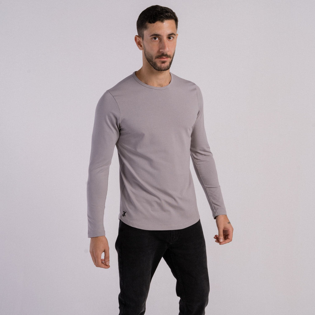 Quality Egyptian cotton long sleeve crew neck tee #color_grey