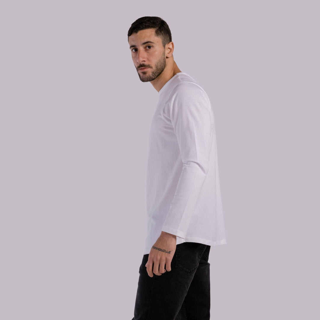 crew neck Egyptian cotton long sleeve shirts #color_white