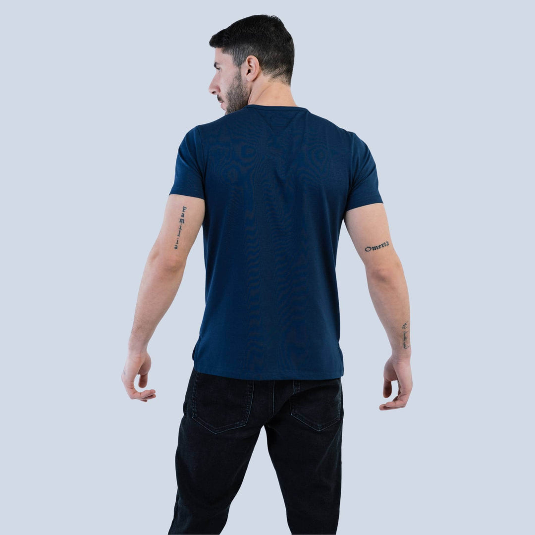 Cotton t-shirt -Split-Hem #color_navy-blue