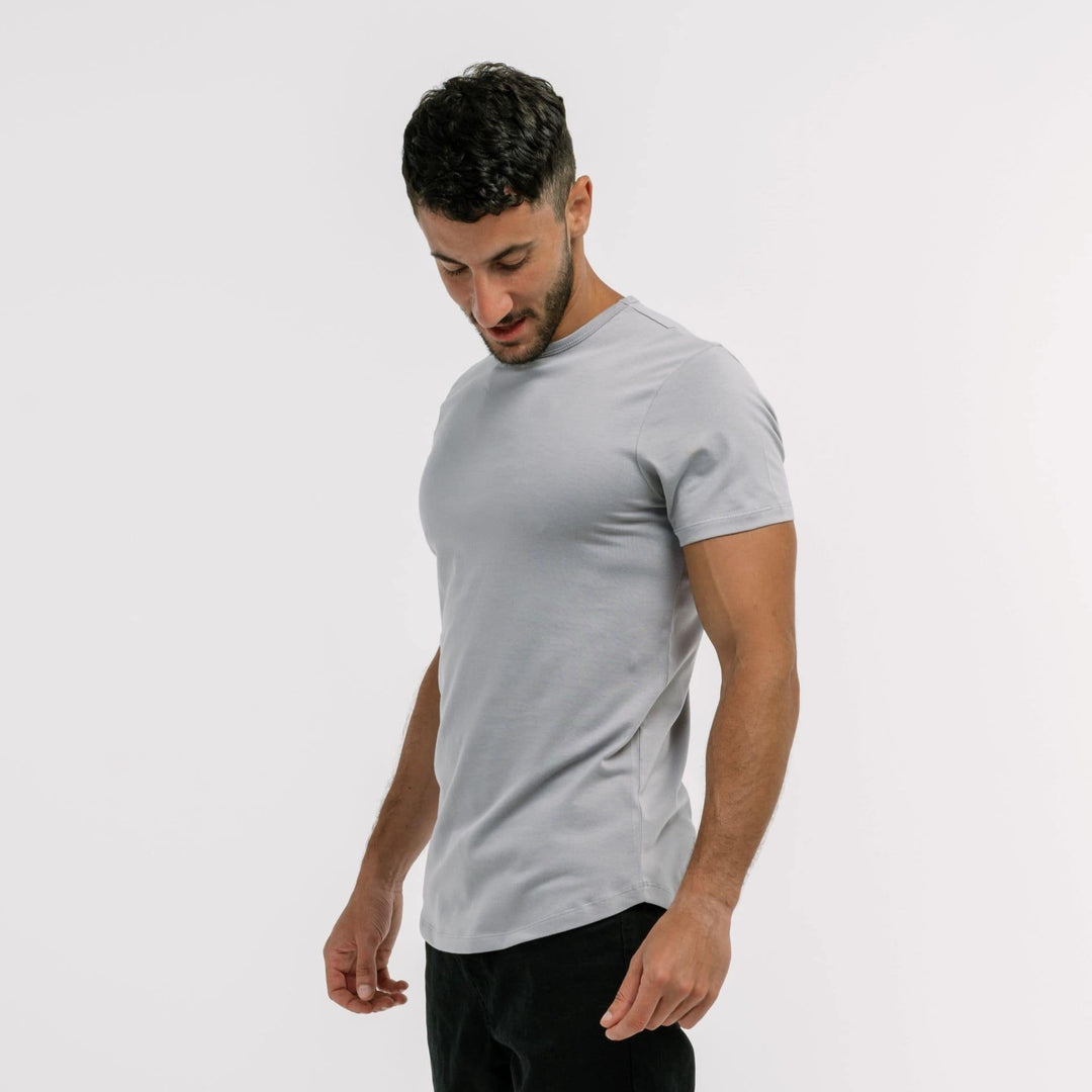 quality Egyptian cotton crew neck t-shirt back side view #color_grey